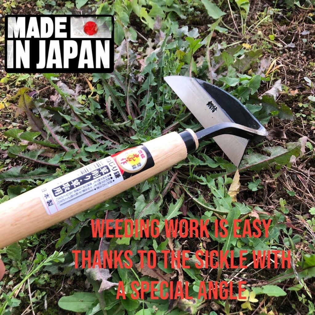 豊稔光山作 Japanese Weeding Sickle, Weeding Tools Gardening, Sickle Garden Tool, Hoe Garden Tool, Scythe Very Sharp Edge - Made in Japan