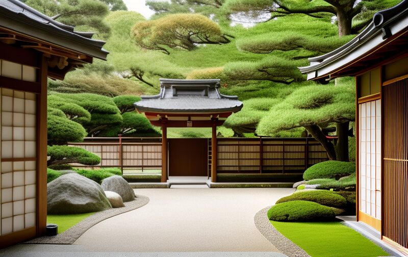 garden gates entrance into Japanese garden