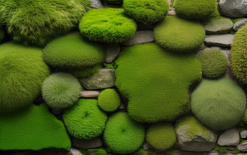 mosses in Japanese garden landscape