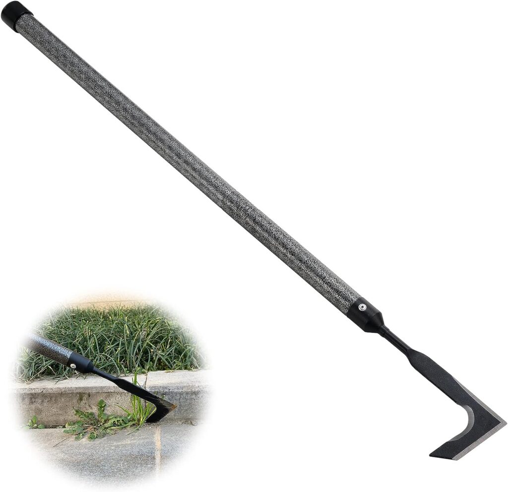 Lilyvane Crack Weeder, Manual Crevice Weeding Tool Weed Puller with Adjustable Handle for Sidewalk Paver Deck Boards, 14.5 or 29” Long Steel Crack Weeder Crevice Weeding Tool with Metal Handle