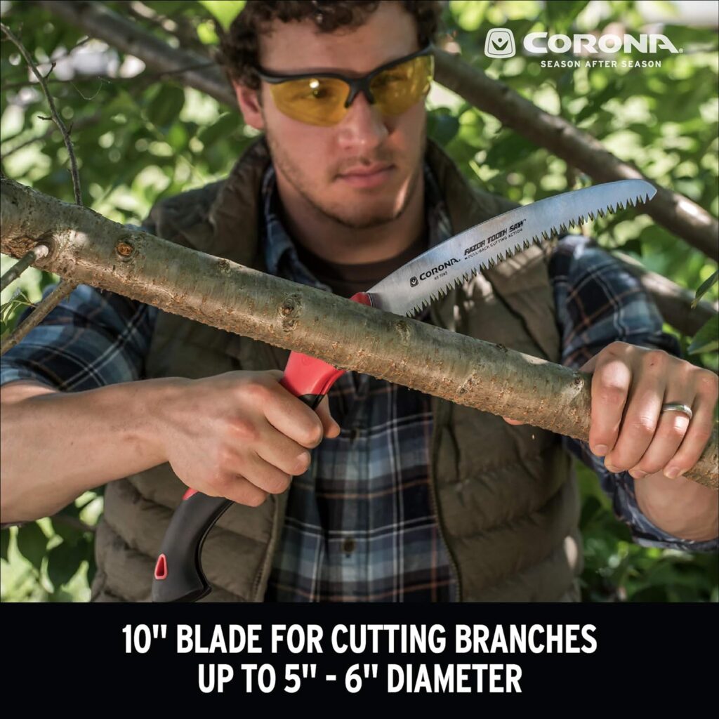 Corona Tools 10-Inch RazorTOOTH Folding Saw | Pruning Saw Designed for Single-Hand Use | Curved Blade Hand Saw | Cuts Branches Up to 6 in Diameter | RS 7265D