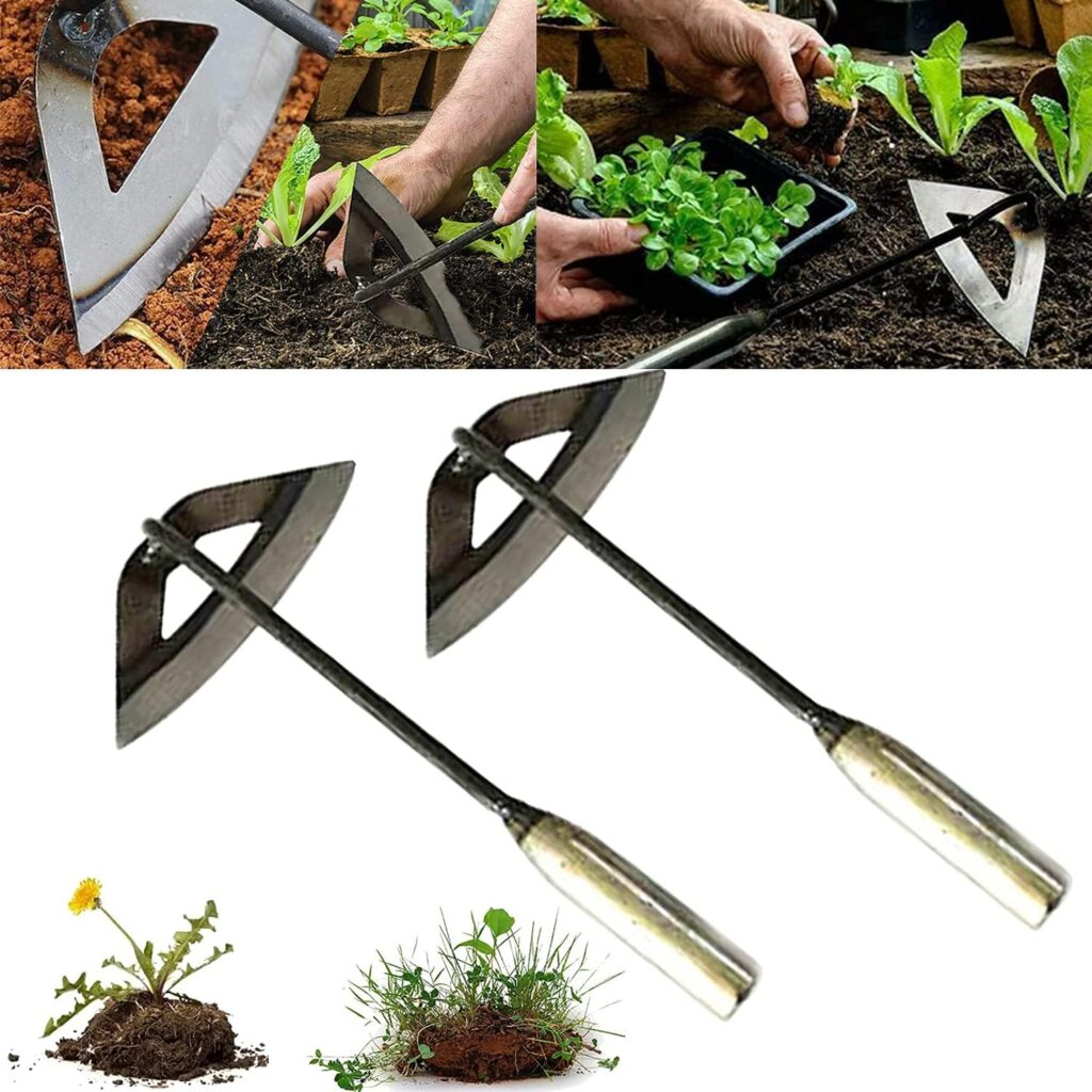 Garden Tools Hollow Hoe, All-Steel Hardened Hollow Hoe, Sharp Garden Edger Weeder, Durable Gardening Hoe Hand Tool Weed Puller Accessories for Backyard Weeding, Soil Loosening, Farm Planting (2PCS)