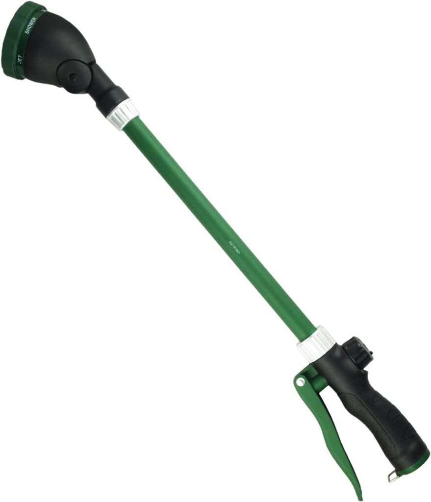 H2O WORKS Heavy Duty 21 Inch Watering Wand with Pivoting Head, Adjustable Water Sprayer Wand with Ergonomic Handle, Spray 6 Watering Patterns, Perfect for Watering Hanging Plants, 1-Year Warranty