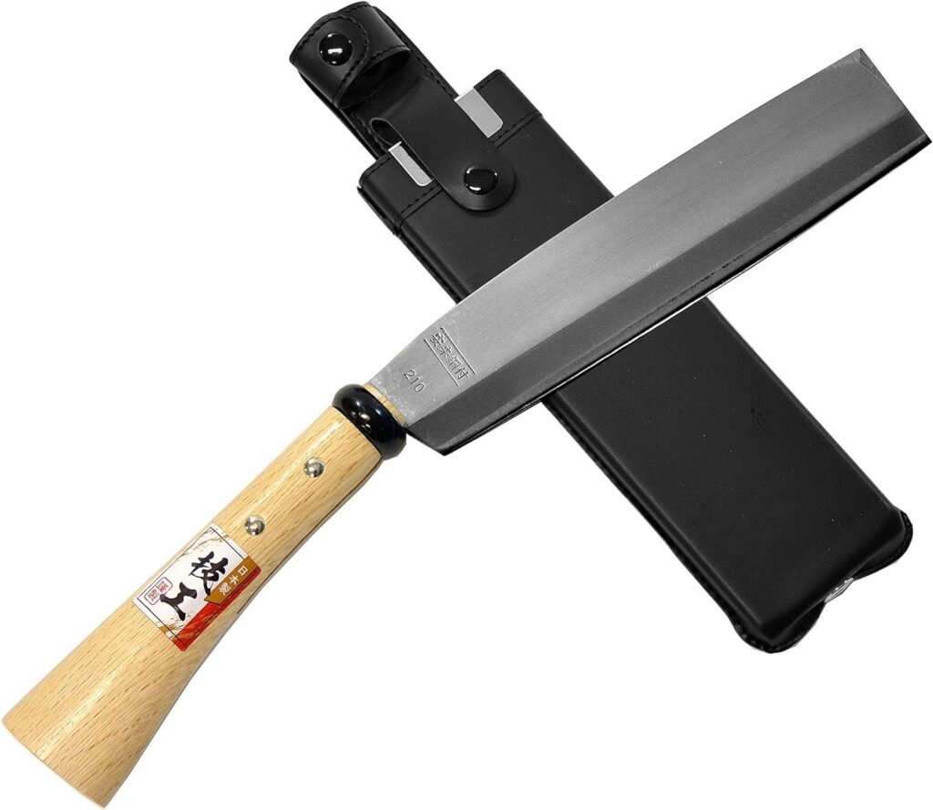 KAKURI Japanese NATA Tool Knife 8.2 Made in Japan, Bushcraft Hatchet Axe with Sheath for Camping, Outdoor, Campfire, Gardening