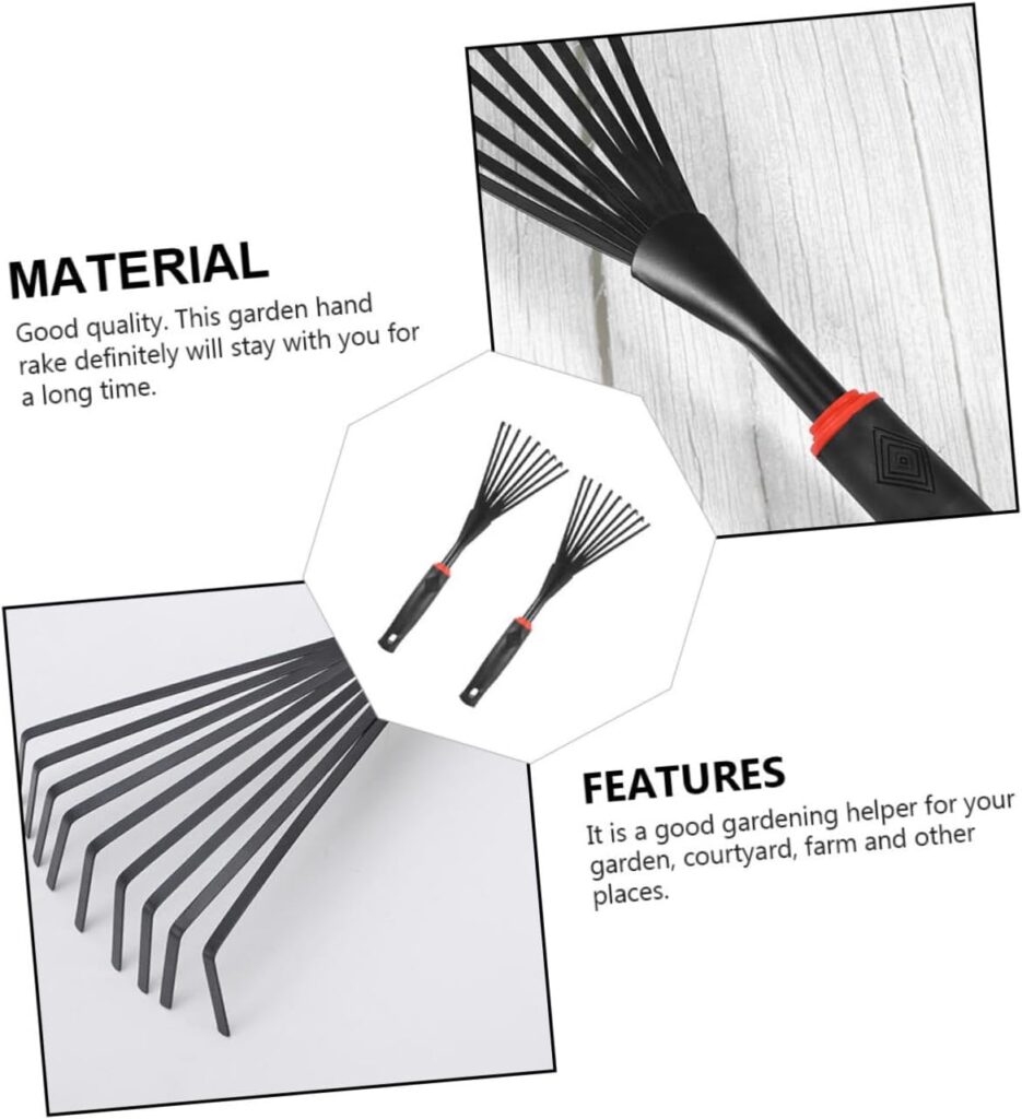 Yardwe 2pcs 9 Tooth Rake Japanese Tools Cleaning Tool Landscaping Rake Plastic Garden Rake Foldable Garden Rake Gardening Tools 9 Root Claw Rake Garden Leaf Rake Carbon Steel Handheld