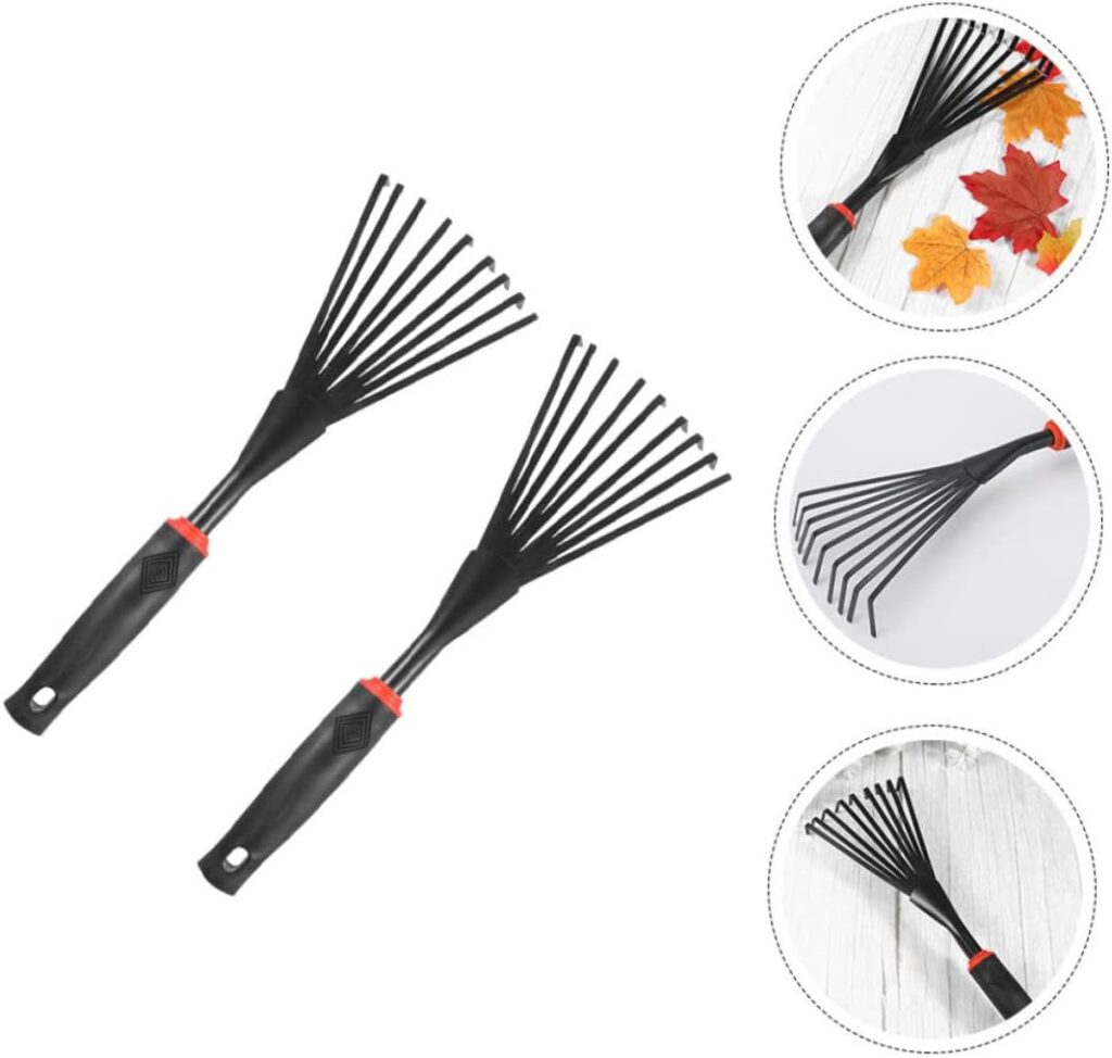 Yardwe 2pcs 9 Tooth Rake Japanese Tools Cleaning Tool Landscaping Rake Plastic Garden Rake Foldable Garden Rake Gardening Tools 9 Root Claw Rake Garden Leaf Rake Carbon Steel Handheld