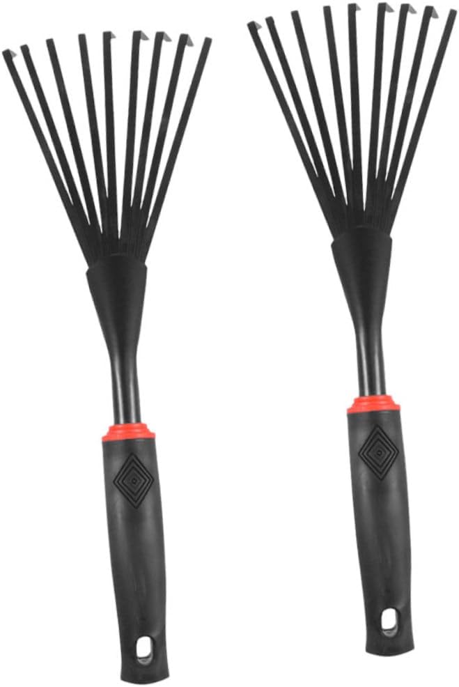 Yardwe 2pcs 9 Tooth Rake Japanese Tools Cleaning Tool Landscaping Rake Plastic Garden Rake Foldable Garden Rake Gardening Tools 9 Root Claw Rake Garden Leaf Rake Carbon Steel Handheld