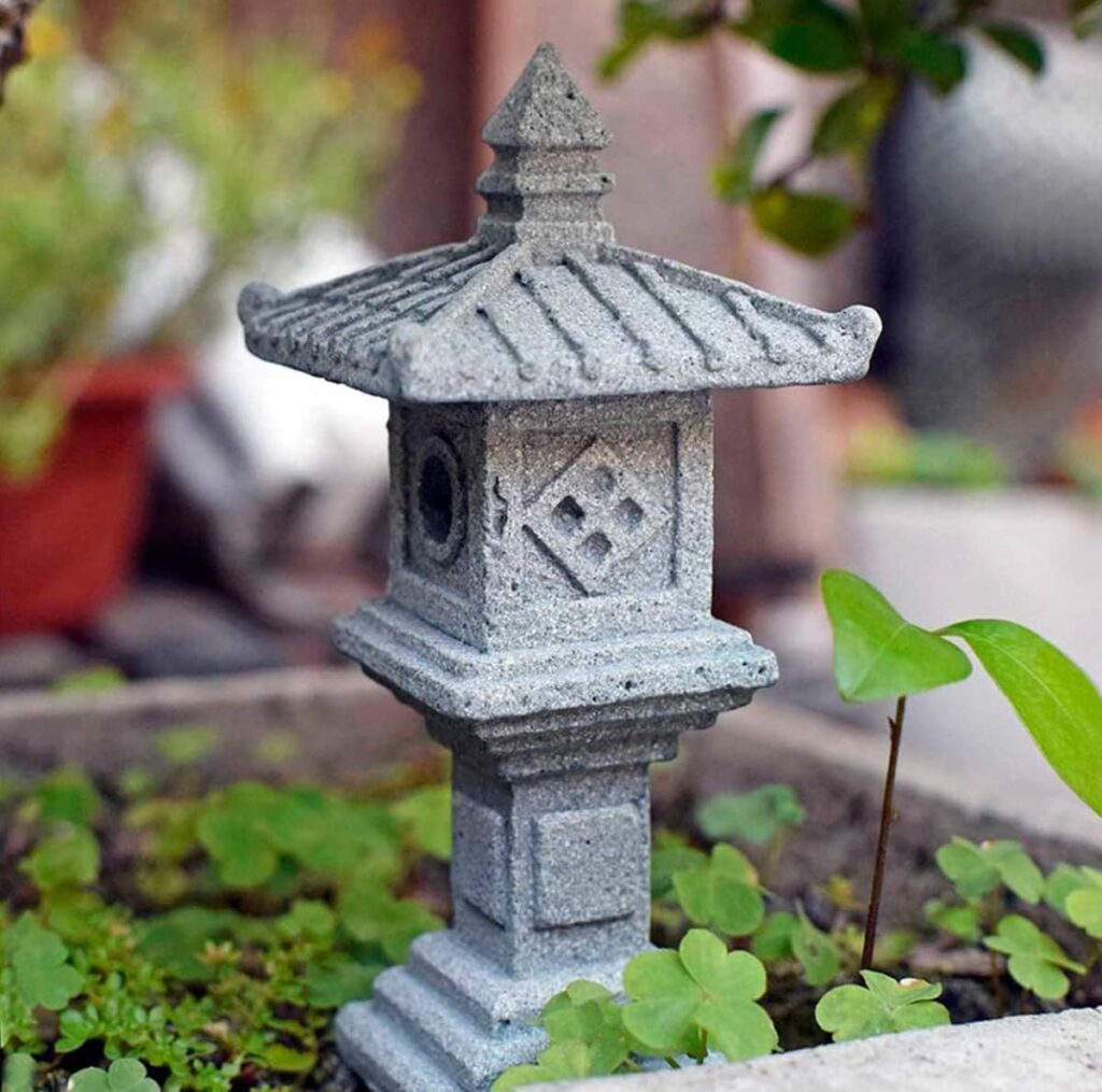 3 PCS Miniature Figurines Stone Pagoda Lantern Garden Statues Tiny Home Kit Meditation Accessories for Zen Garden Home Decor Yard Decorations Outdoor Statues Asian Garden Decor Japanese Gifts (2)