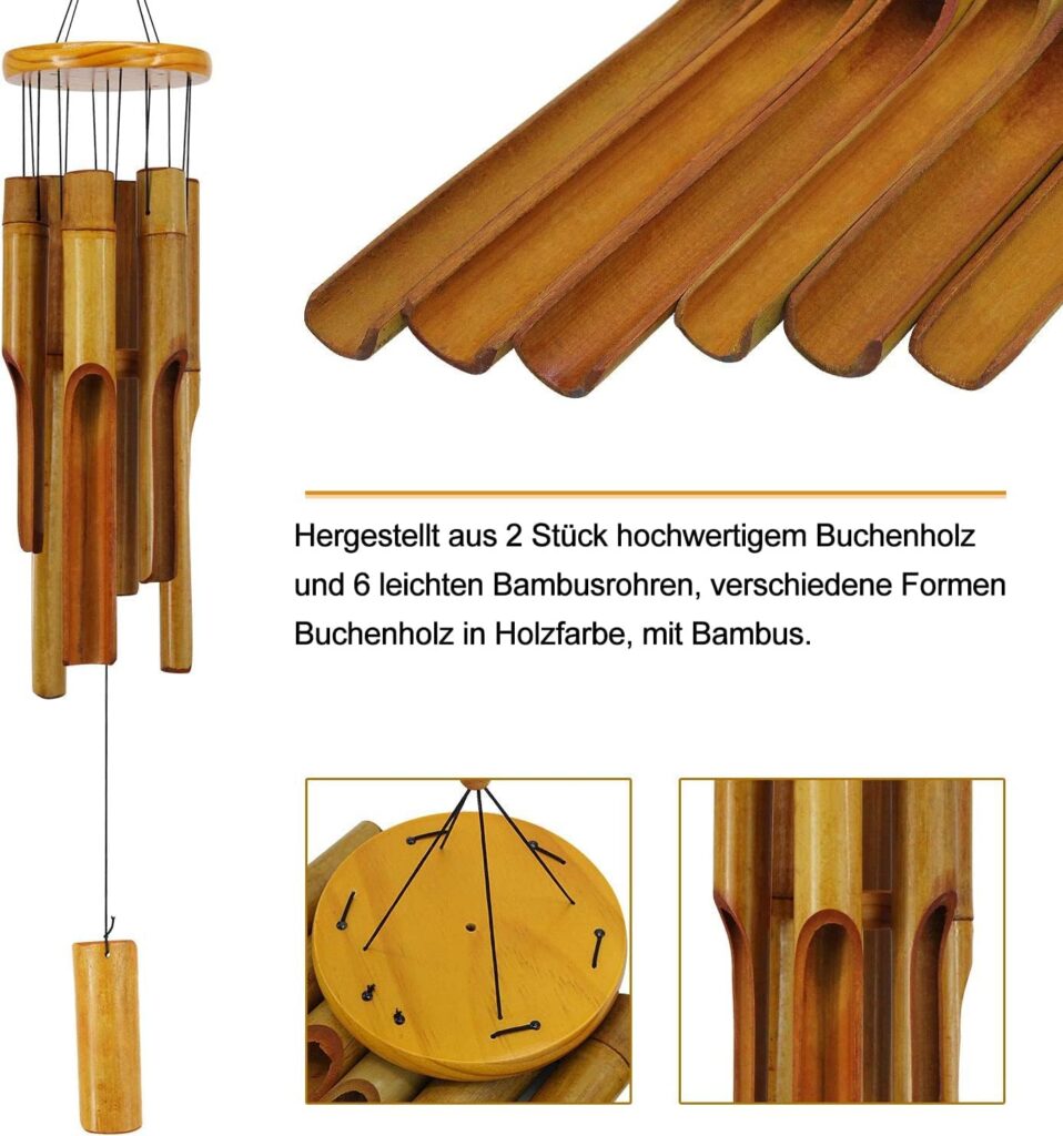 Bamboo Wind Chimes Outdoor,Wooden Wind Chimes with Melody Deep Tone,30 Classic Zen Garden Windchime for Relaxation, Grace.Home Décor for Patio, Garden or Indoor