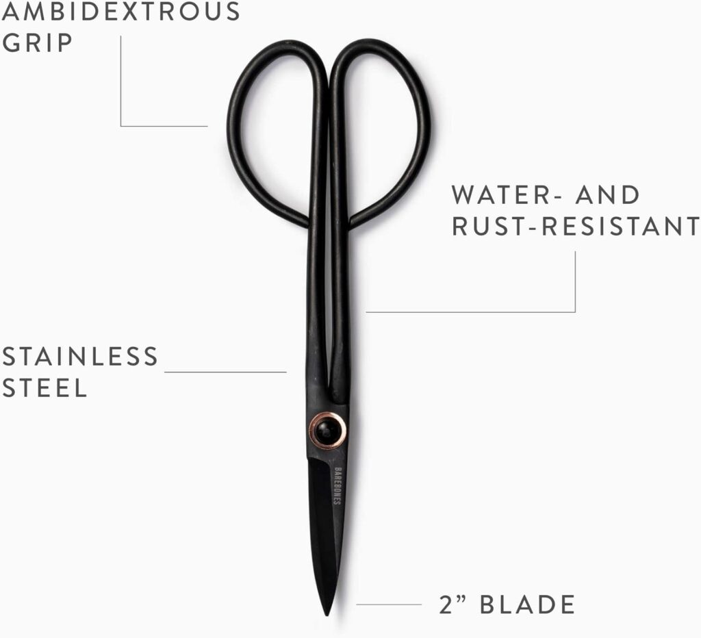 Barebones Artisan Plant Shears - Antique Finish, Ambidextrous Grip, Old-World Japanese Design, Water  Rust-Resistant, Precision Trimming  Deep-Reach Cutting - Barebones Garden Tools, Garden Scissors