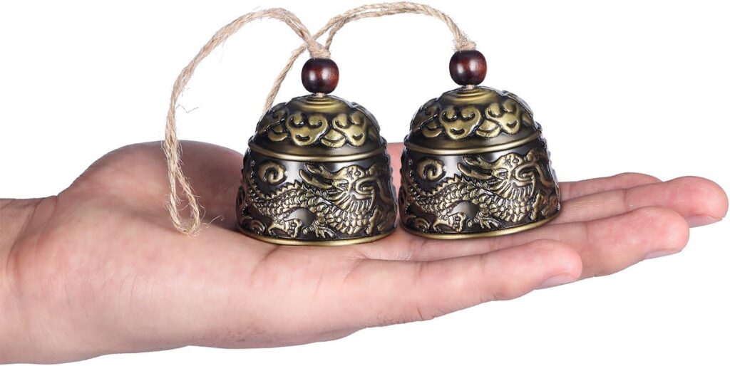 Chuangdi 2 Pieces Fengshui Bell Vintage Dragon Bell Fengshui Wind Chimes Good Luck Hanging Bell for Home Garden Good Luck Blessing Patio Yard Indoor Outdoor Front Door Decorations