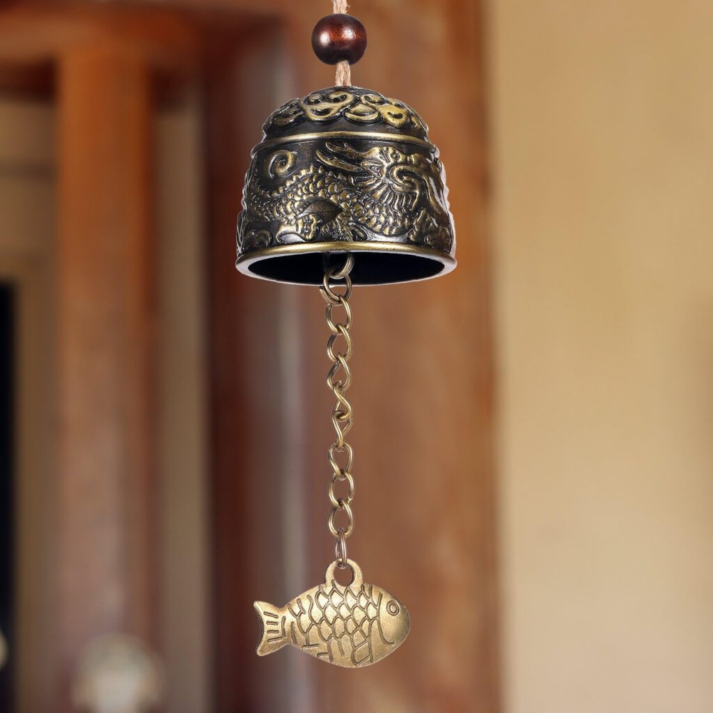 Chuangdi 2 Pieces Fengshui Bell Vintage Dragon Bell Fengshui Wind Chimes Good Luck Hanging Bell for Home Garden Good Luck Blessing Patio Yard Indoor Outdoor Front Door Decorations