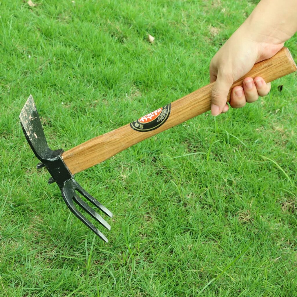 Elegital Kana Hoe 217 Japanese Garden Tool - Hand Hoe/Sickle is Perfect for Weeding and Cultivating. The Blade Edge is Very Sharp,Beige-claw rake