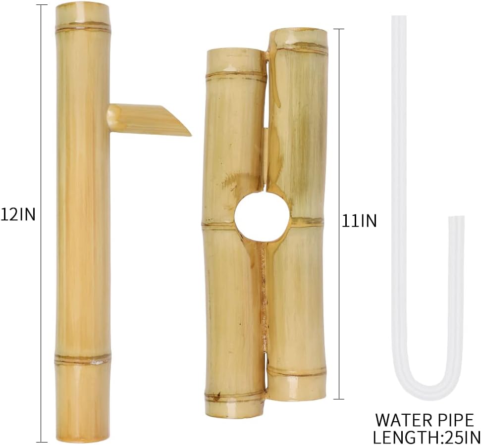 foci cozi,Bamboo Water Fountain Without Pump,Water Fountain Outdoor Indoor,Zen Garden Decor for Desk Patio Yard,12 Inch