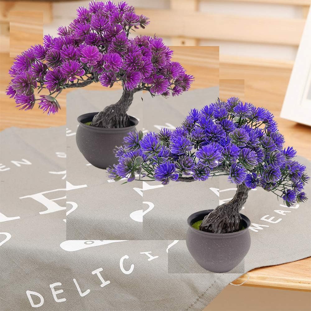 Fycooler Artificial Plants Artificial Bonsai Juniper Tree Potted Faux Japanese Pine Bonsai Simulation Zen Garden Fake Plant Artificial Bonsai Tree for Home Office Showcase Indoor Décor Desktop Display