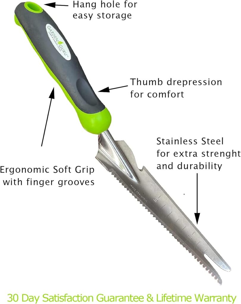 Garden Guru Hand Weeder Tool with Ergonomic Handle - Weed Puller for Planting, Weeding, Flower and Vegetable Care in Lawn Garden Yard | Rust Resistant