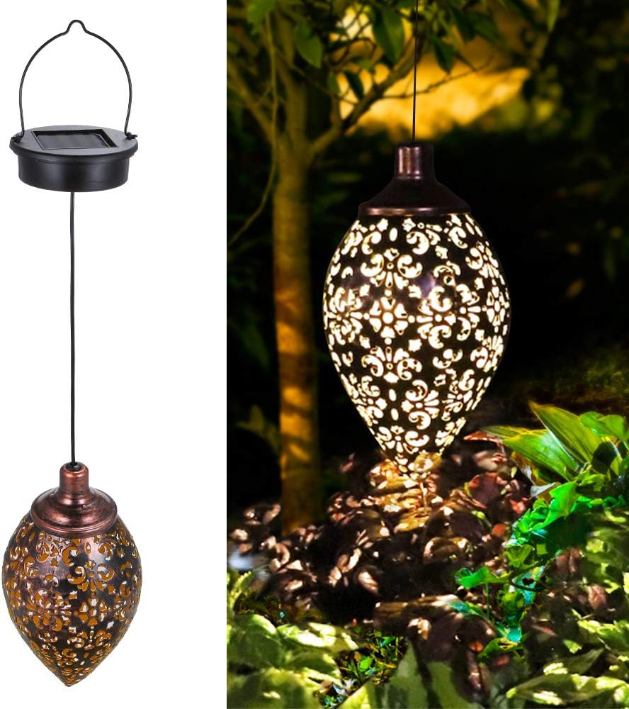 Hanging Solar Lights, Tomshine Solar Lantern LED Moroccan Garden Lights Metal Lamp Waterproof for Outdoor, Patio, Porch Hanging Decor