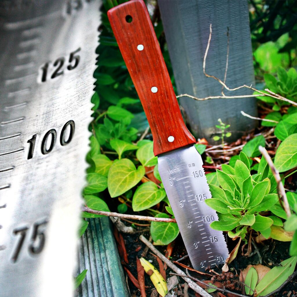 Kiwi Trading - Hori Hori Garden Knife - with Sheath. This Japanese Hori Hori Knife Tool Makes a Great Gardening Gift - Use as a Soil Knife for Sod or as an Ultimate Gardening Knife for Weeding