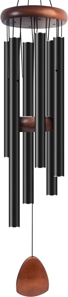 Large Aluminium Wind Chimes 37 Inches to Create a Zen Atmosphere for Outdoor, Garden, Patio Decoration with Wind Catcher, Classic Black, Suitable as A Gift for Unisex