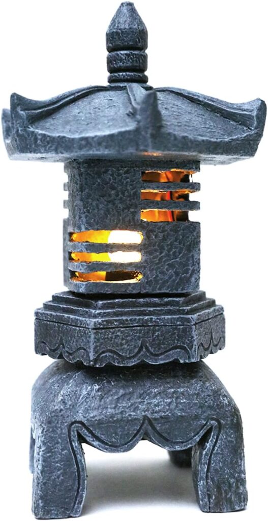 MIBUNG Solar Pagoda Lantern Outdoor Statue,Peaceful Pagoda Sculpture with Solar Lotus Light,Asian Decor Zen Garden Japanese Temple Pagoda Lamp,Patio Yard Lawn Home Decorations,Christmas Ornament Gift