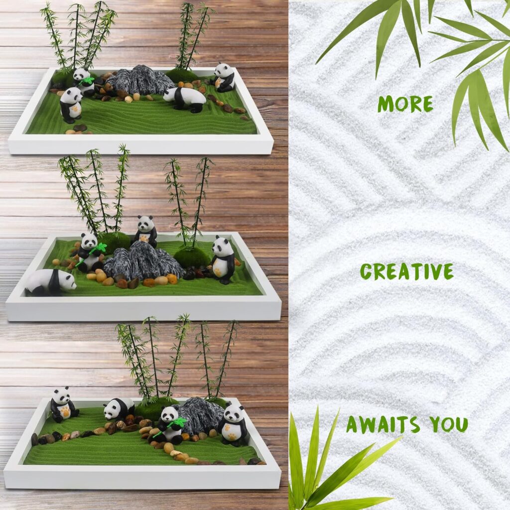 Panda Mini Zen Garden for Desk 11 x 8 Automatic Zen Garden Sand Bowl Japanese Desk Decor Zen Garden Accessories Kit Zen Decor Panda Gifts Rake Home Decor Room Decor