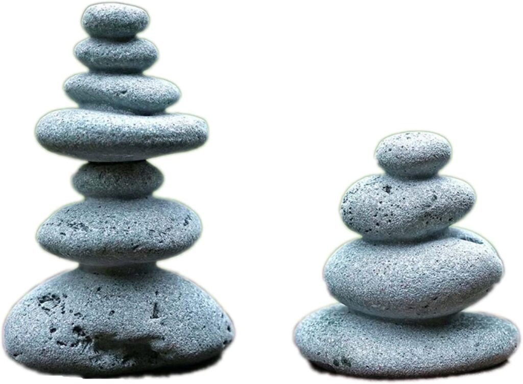 Sdeetesamjun 2 PCS Zen Stacking Stones, Handmade Rocks Statues Japanese Garden Decor, Office Relaxing Yoga Meditation Accessories (2 PCS)