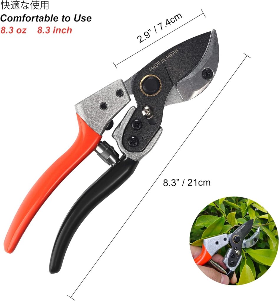 TONMA Anvil Pruning Shears [Made in Japan] Professional 8 Inch Heavy Duty Garden Shears Secateurs with Ergonomic Handle, Hand Pruners Gardening Hedge Trimmer Branch Clippers for Plants