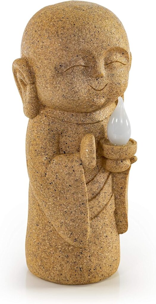 VP Home Buddha Statue for Home and Outdoor Decor, Solar Powered Flickering LED Garden Light, Zen Meditation, Spiritual Room Decor (Zen Buddha)