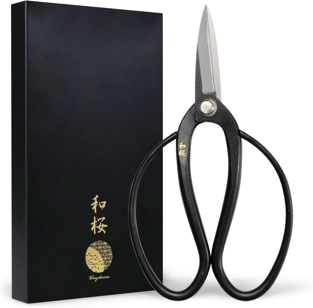 Wazakura Yasugi Steel Made in Japan Traditional Bonsai Scissors 7 inch (180 mm), Pruning Shears, Japanese Gardening Tools - Yasugi Steel Traditional Bonsai Scissors