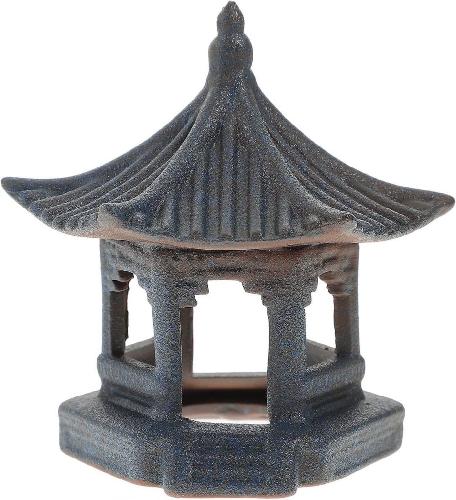 Abaodam Mini Pagoda Statue Miniature Ceramic Pagoda Hexagon Decor Mini Japanese Fairy Garden Figurines for Zen Garden Bonsai Decor