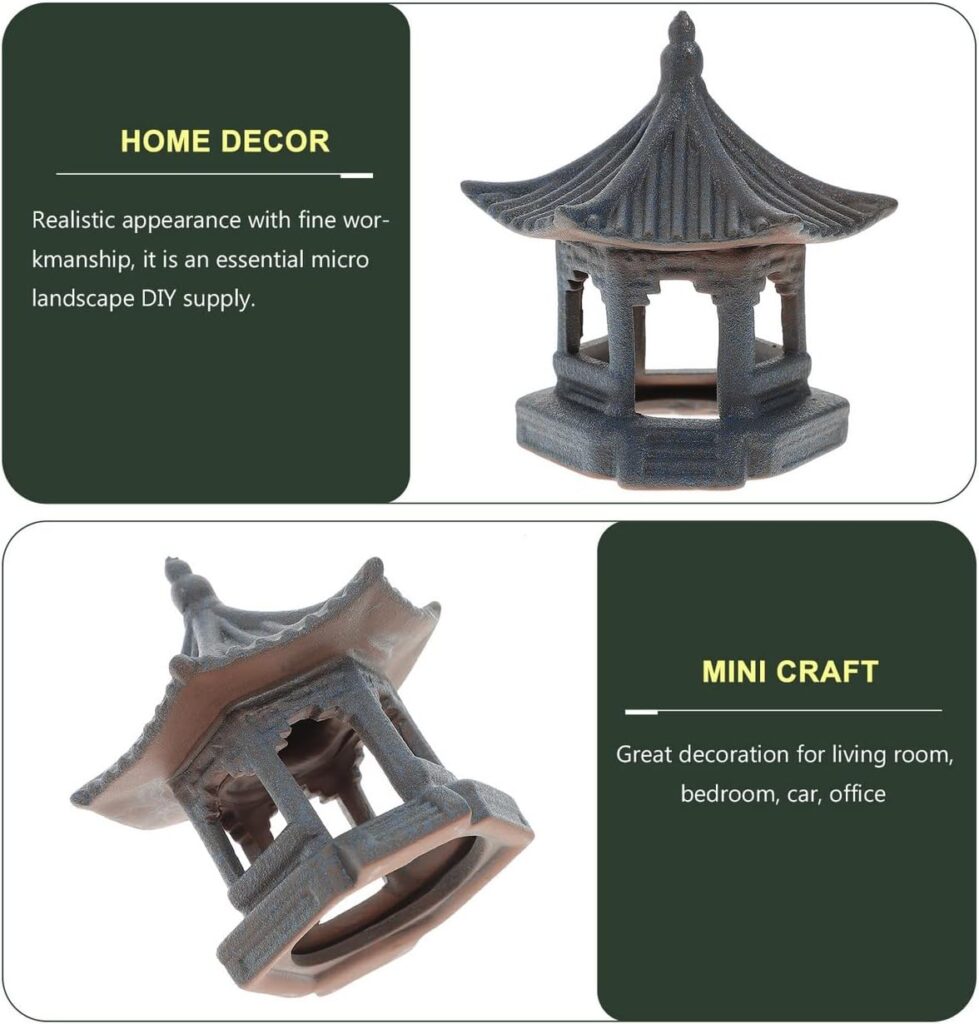 Abaodam Mini Pagoda Statue Miniature Ceramic Pagoda Hexagon Decor Mini Japanese Fairy Garden Figurines for Zen Garden Bonsai Decor