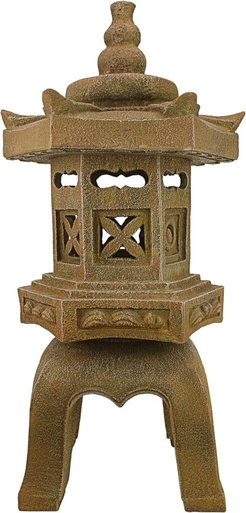 Design Toscano NG29870 Asian Decor Pagoda Lantern Indoor/Outdoor Statue, 11 Inches Wide, 11 Inches Deep, 17 Inches High, Handcast Polyresin, Two Tone Stone Finish