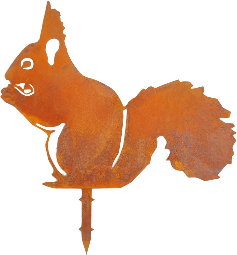 Garden Decoration Rusty Animal Garden Metal Yard Art Corten Steel Outdoor Decor Squirrel Yard Decor Handmade Decor