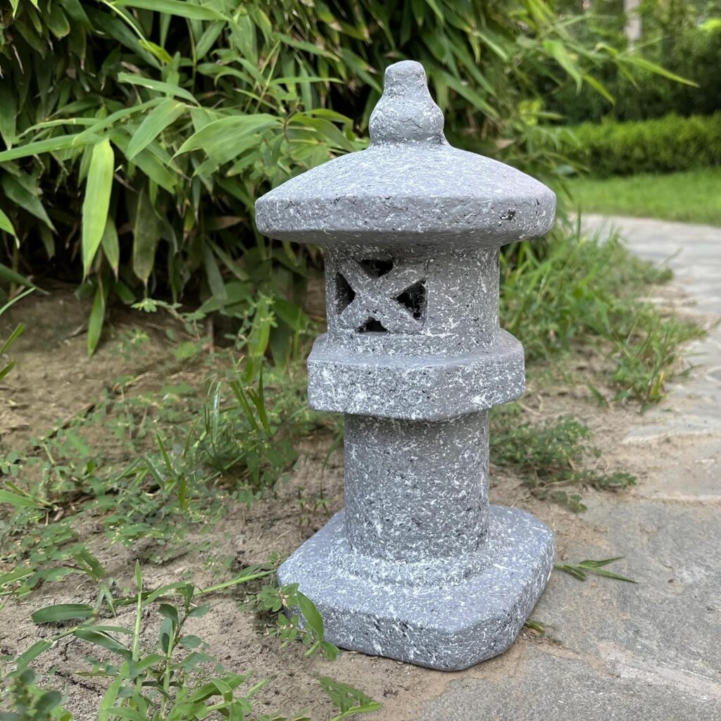 GRASOLAR 14.17’’ High Asian Solar-Powered Zen Pagoda Garden Statue LED Light Solar Lamp for Outdoor Japanese Decoration Aesthetic Garden Figurines