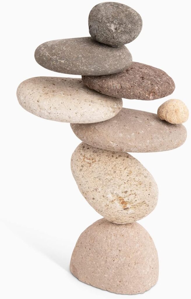 Happy Gardens Zen Stacked Rocks Sculpture | Cairn Statue Balancing Rock Stone Decor for Japanese Garden