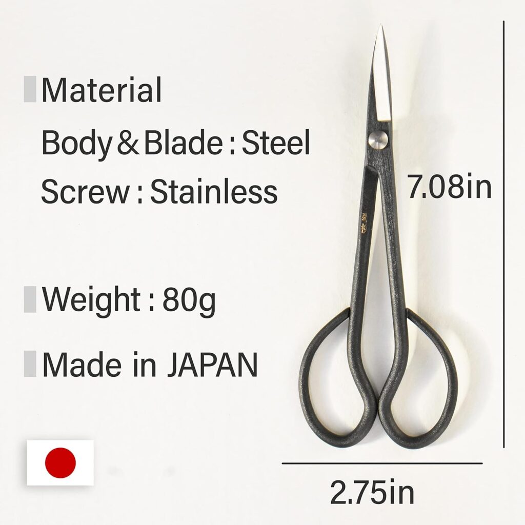 Japanese Suiryu Satsuki Bonsai Scissors - Long Handle Pruning Shears, Yasugi Steel, Traditional Japanese Bonsai Garden Tools, Made in Japan (7inch)