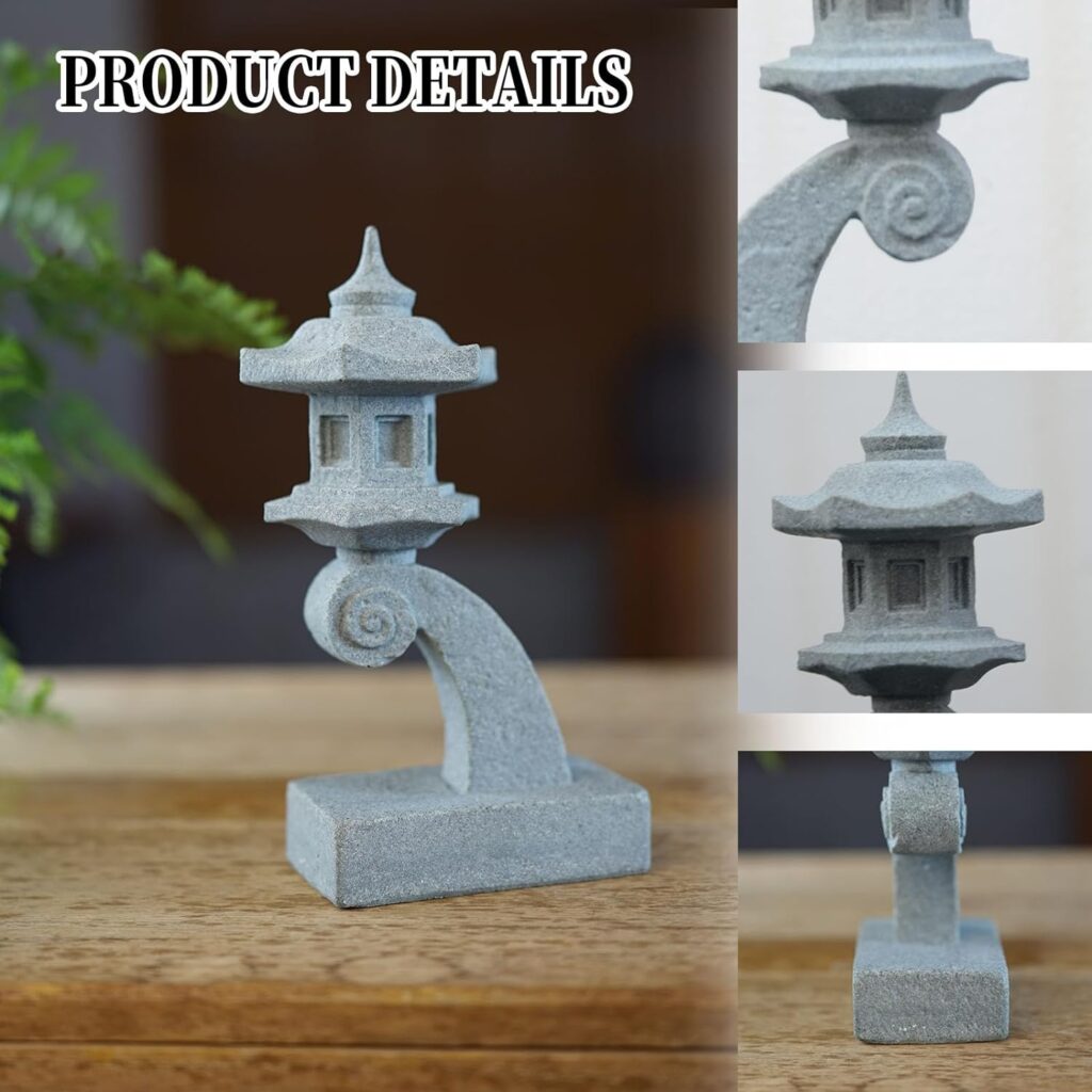 Saihisday 6pcs Miniature Pagoda Statues, Japanese Lantern Pagoda Style Asian Decor, Chinese Pagoda Statue for Fish Tank Aquarium Ornament Decor Bonsai Micro Rockery Landscape Kit