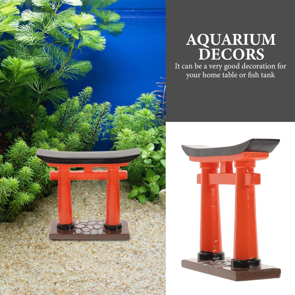 STOBOK Japanese Torii Gate Miniature Shrine Fairy Gardens Decor Zen Garden Japan Torii Gate Altar Shelf Bridge Landscape Ornament for Aquarium Fish Tank Decor