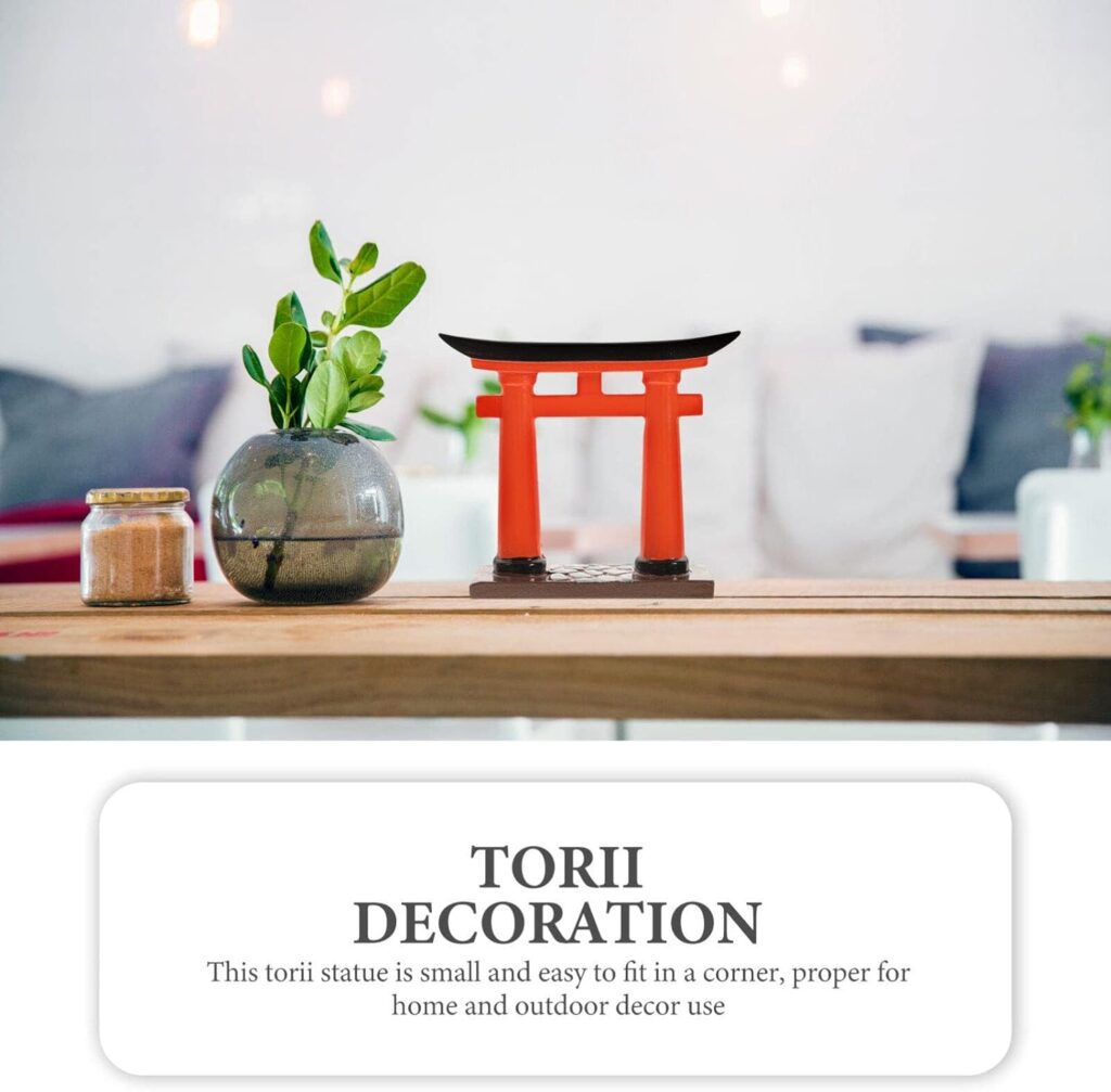 STOBOK Japanese Torii Gate Miniature Shrine Fairy Gardens Decor Zen Garden Japan Torii Gate Altar Shelf Bridge Landscape Ornament for Aquarium Fish Tank Decor