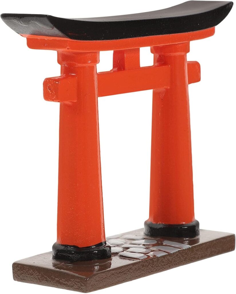 STOBOK Japanese Torii Gate Miniature Shrine Fairy Gardens Decor Zen Garden Japan Torii Gate Altar Shelf Bridge Landscape Ornament for Aquarium Fish Tank Decor