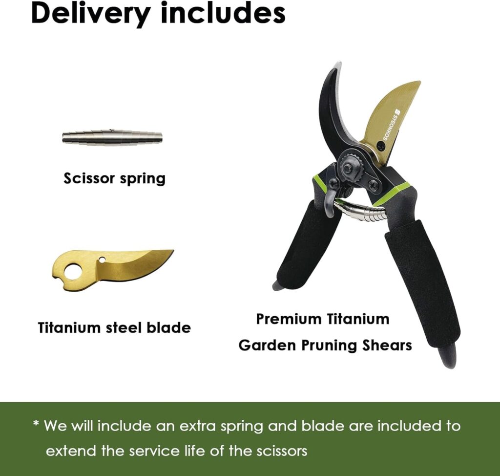 SYEONKOS Secateurs, Premium Titanium Garden Pruning Shears, Gardening Scissors, Bypass, Ergonomic Shape, Garden Secateurs, Professional Hand Pruners, Hedge Shears