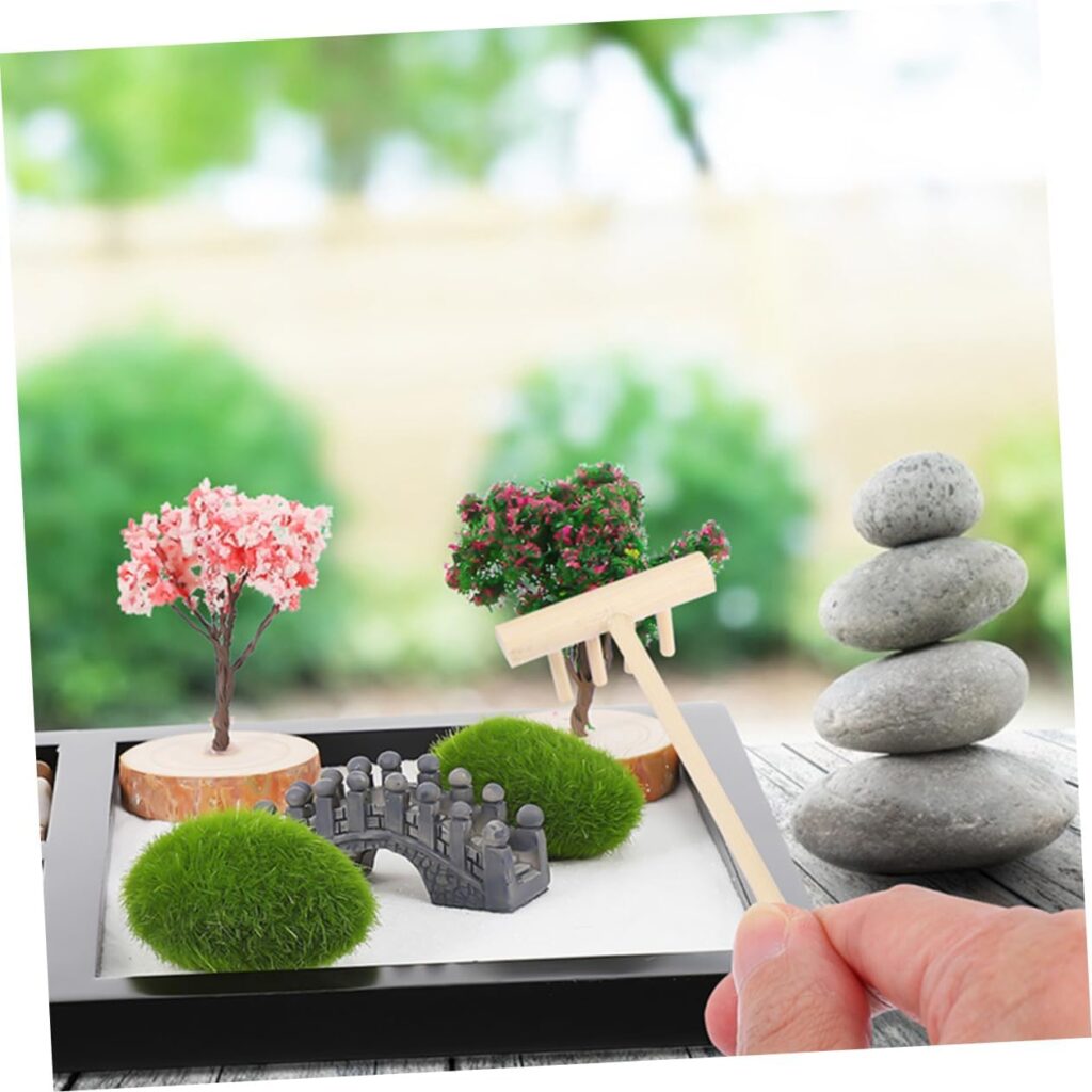 VOSAREA 35 PCS Bamboo rake Japanese Tools Mini Japanese Decor Zen Garden Desktop rake DIY Rock Zen Garden kit Hand Tools Meditation Rake Sand Smoothing Rake Gardening Supplies Restless