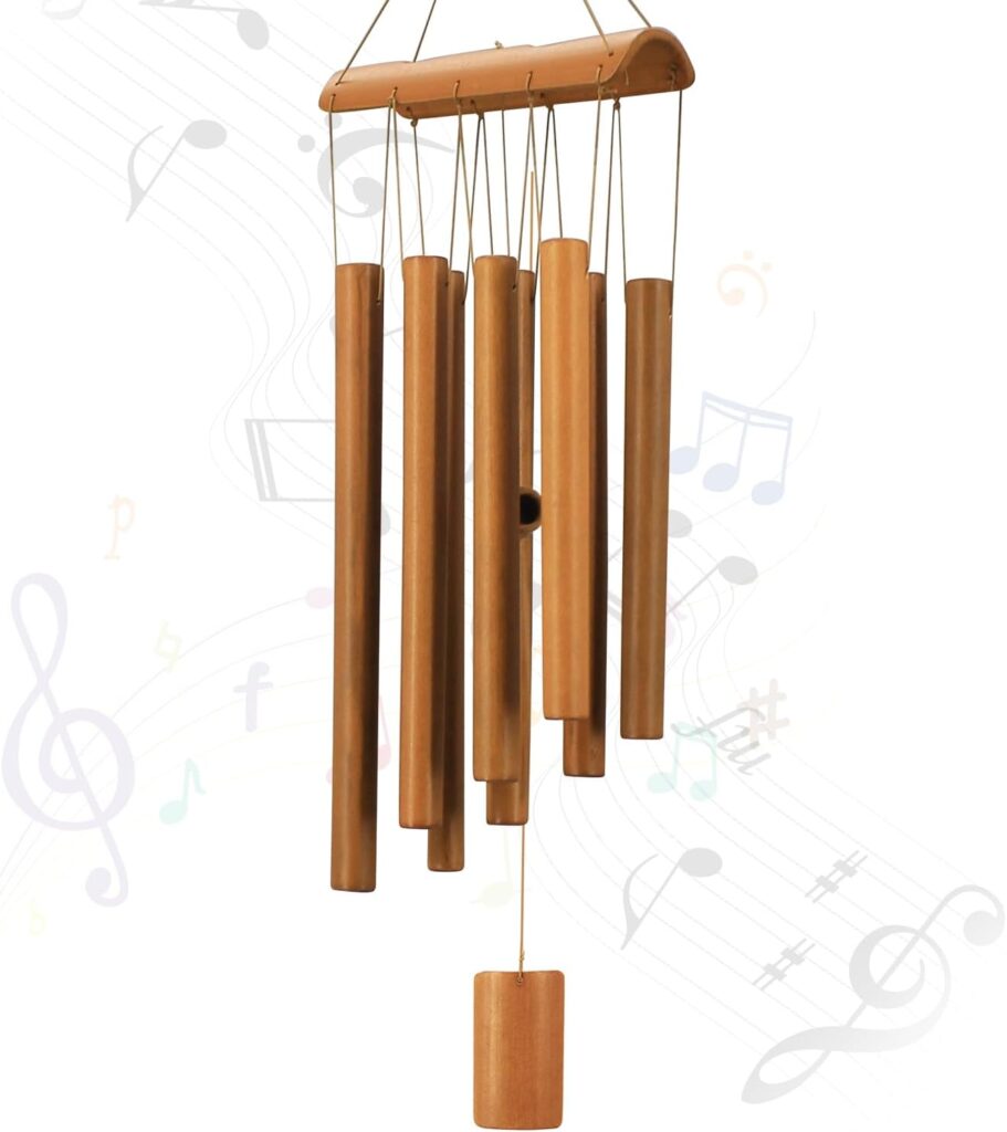 Wind Chimes for Outside, Sympathy Wind Chimes Bamboo Windchimes Outdoors with Natural Sounds, Gifts for Mom, Indoor Outdoor Decorations for Patio Porch Garden and Backyard