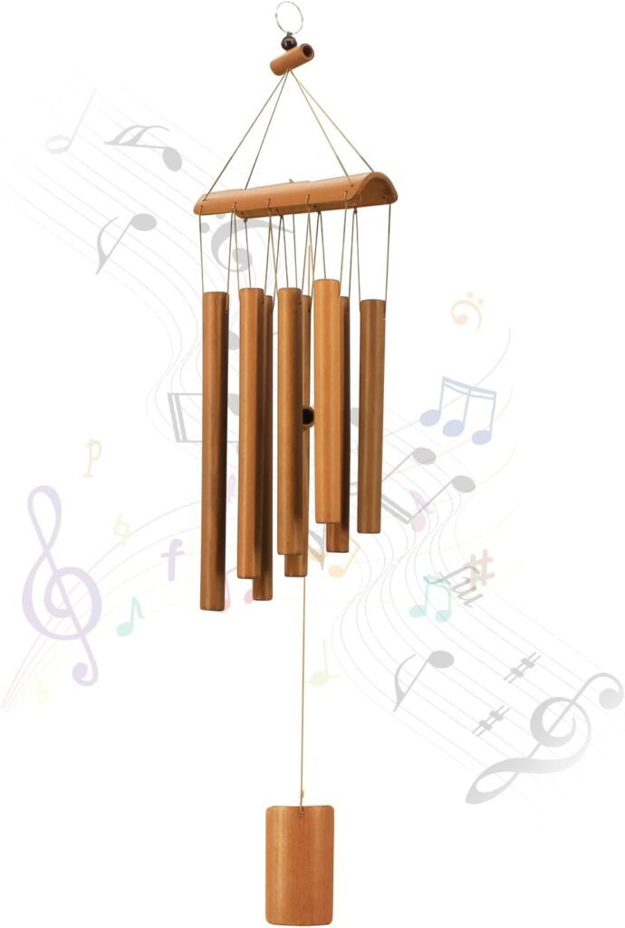 Wind Chimes for Outside, Sympathy Wind Chimes Bamboo Windchimes Outdoors with Natural Sounds, Gifts for Mom, Indoor Outdoor Decorations for Patio Porch Garden and Backyard