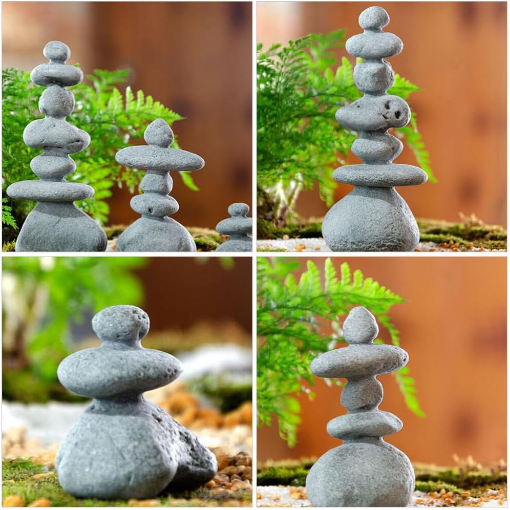 YARNOW Stone Statues for Garden 3pcs Zen Stacking Stones Handmade Rocks Statues Japanese Garden Decor Balancing Rock Sculpture Stone Relaxing Yoga Meditation Accessories Zen Garden Decor