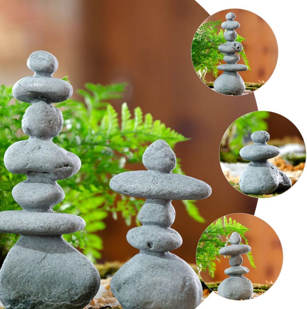 YARNOW Stone Statues for Garden 3pcs Zen Stacking Stones Handmade Rocks Statues Japanese Garden Decor Balancing Rock Sculpture Stone Relaxing Yoga Meditation Accessories Zen Garden Decor