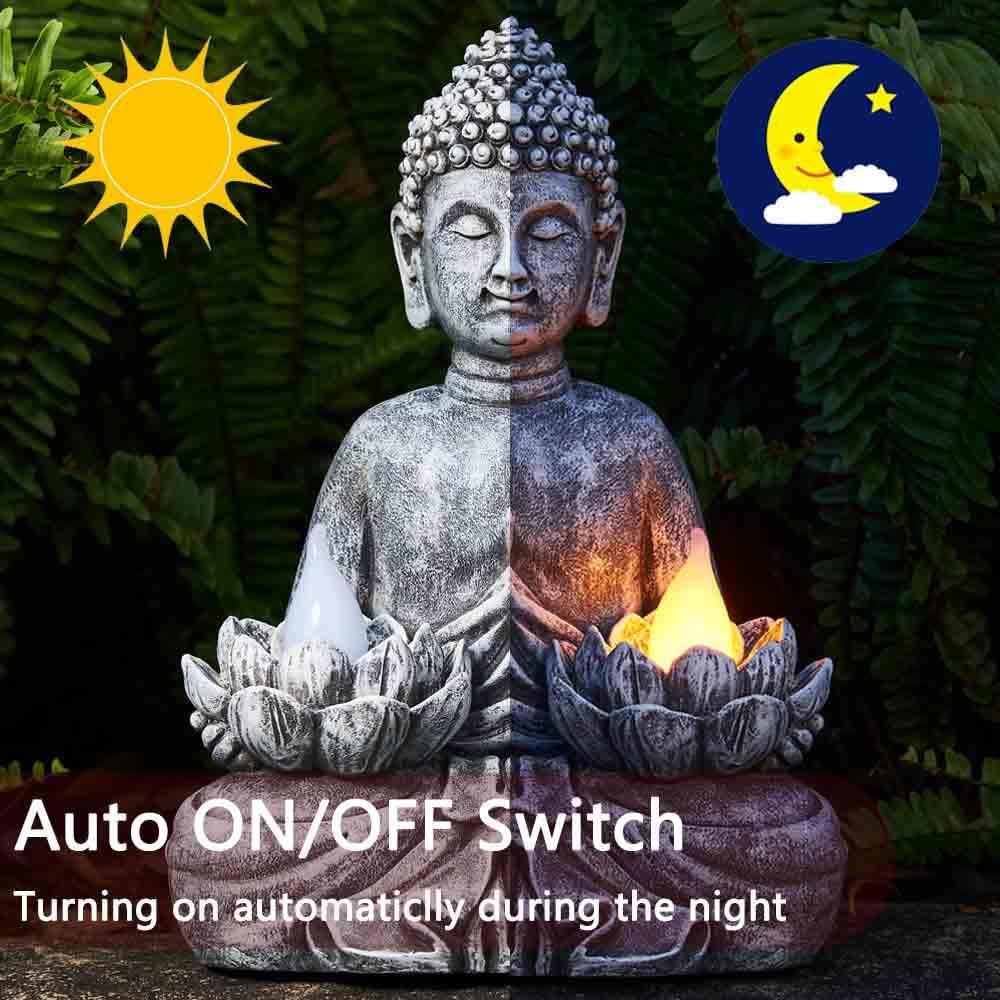 Zen Buddha Statues for Home Solar Flickering Outdoor Decor Garden Light for Balcony,Patio,Porch Yard Art Ornament,Gift(11.81)…