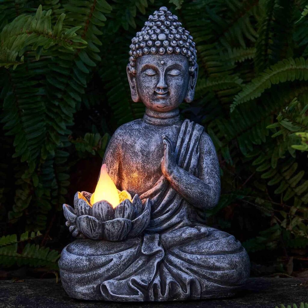 Zen Buddha Statues for Home Solar Flickering Outdoor Decor Garden Light for Balcony,Patio,Porch Yard Art Ornament,Gift(11.81)…