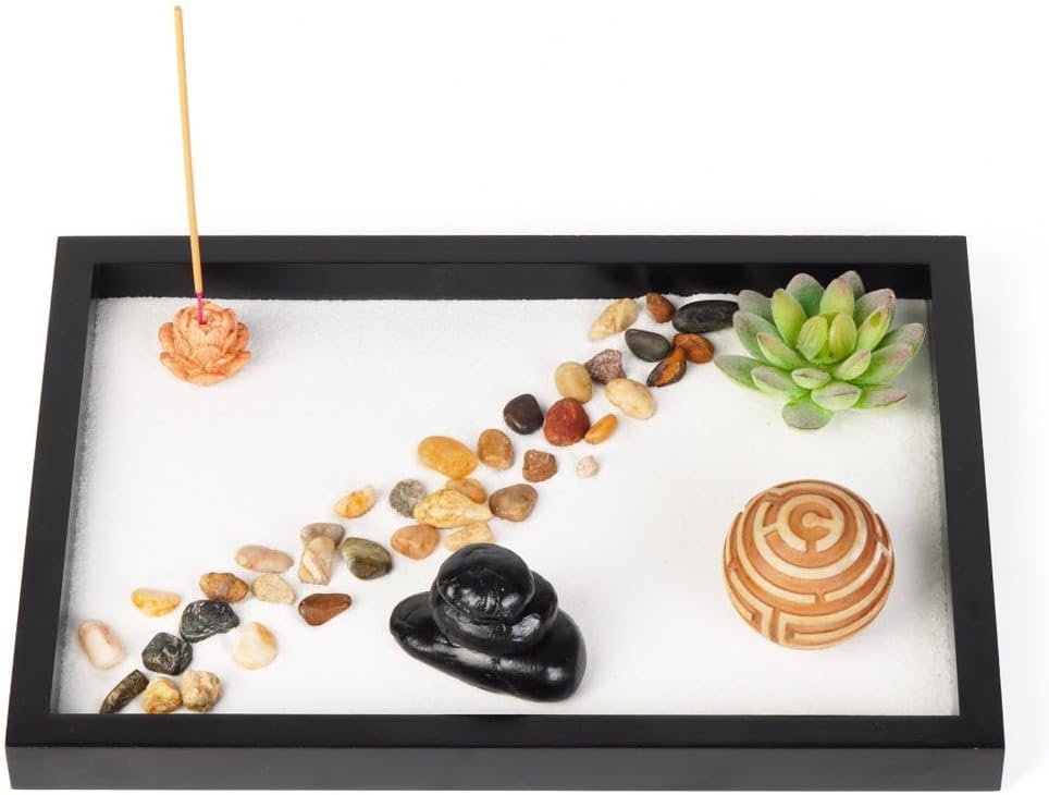 Zen Garden - 10 pcs, 11 x 8,5 x 1,5 in, Incenses, Japanese Decor, Zen Garden Kit, Sand Tray Therapy, Sand, Office Decor, Home Office, Gifts, Large Zen Garden, Calming Room, Desktop Zen Garden,