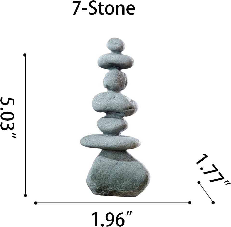 3-Stone Mini Stacked Zen Rock Stone Decor,Handmade Rocks Statues Japanese Garden Decor, Fish Tank Aquarium Decorations,Micro Landscape Decor (3-Stone)